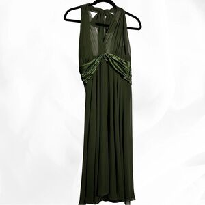Dressbarn Collection (12) Green Chiffon Halter Dress - Y2K Formal Dress- To Knee